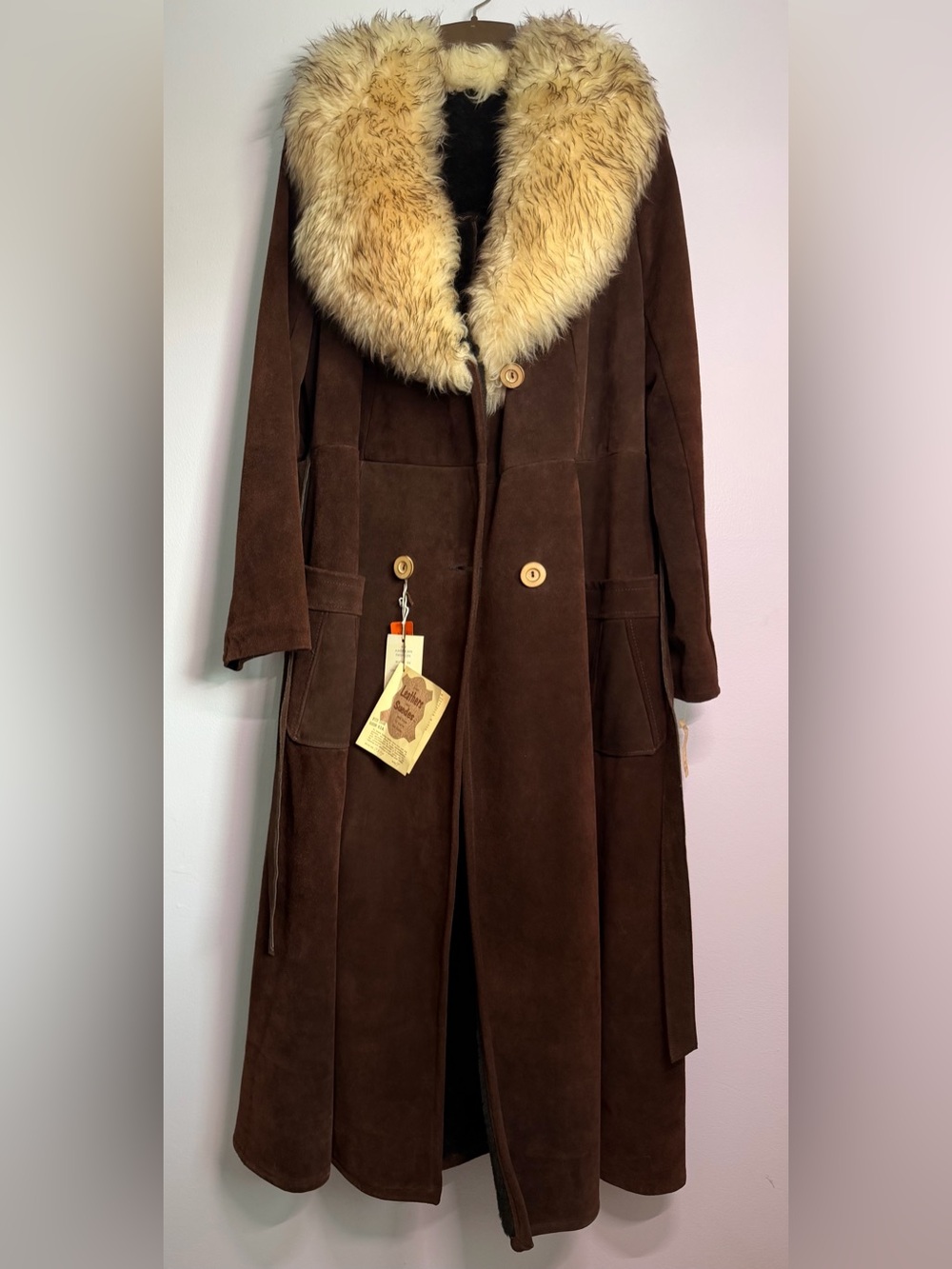 Vintage 1976 Lane Bryant Shearling Suede Penny Lane Maxi Coat NWT Fits 10/12 - Picture 2 of 15